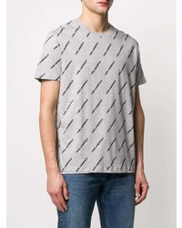 T-shirt à col rond imprimé gris Karl Lagerfeld