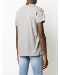 T-shirt à col rond imprimé gris Balmain