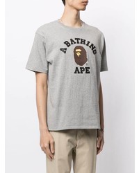 T-shirt à col rond imprimé gris A Bathing Ape