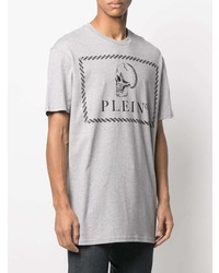 T-shirt à col rond imprimé gris Philipp Plein