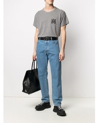 T-shirt à col rond imprimé gris Amiri