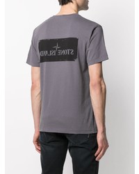 T-shirt à col rond imprimé gris Stone Island