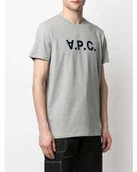 T-shirt à col rond imprimé gris A.P.C.