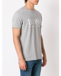 T-shirt à col rond imprimé gris BOSS