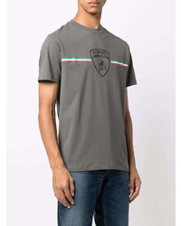 T-shirt à col rond imprimé gris Automobili Lamborghini