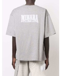 T-shirt à col rond imprimé gris Maison Mihara Yasuhiro