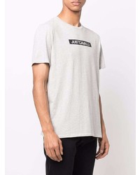 T-shirt à col rond imprimé gris Just Cavalli