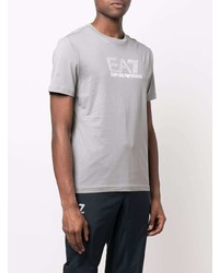 T-shirt à col rond imprimé gris Ea7 Emporio Armani