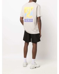 T-shirt à col rond imprimé gris Heron Preston