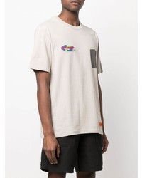 T-shirt à col rond imprimé gris Heron Preston