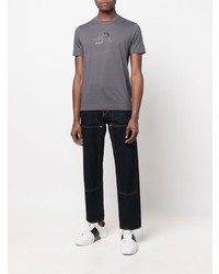 T-shirt à col rond imprimé gris Emporio Armani