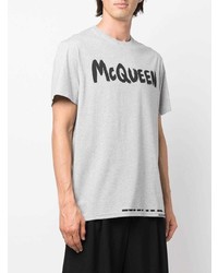 T-shirt à col rond imprimé gris Alexander McQueen