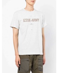 T-shirt à col rond imprimé gris Izzue