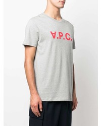 T-shirt à col rond imprimé gris A.P.C.