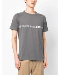 T-shirt à col rond imprimé gris BOSS