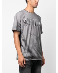 T-shirt à col rond imprimé gris Moschino