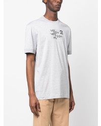 T-shirt à col rond imprimé gris Kiton