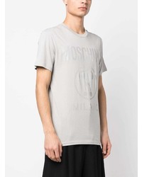 T-shirt à col rond imprimé gris Moschino