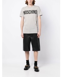 T-shirt à col rond imprimé gris Moschino