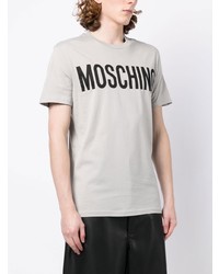 T-shirt à col rond imprimé gris Moschino