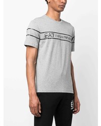 T-shirt à col rond imprimé gris Ea7 Emporio Armani