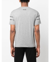 T-shirt à col rond imprimé gris Ea7 Emporio Armani