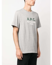 T-shirt à col rond imprimé gris A.P.C.