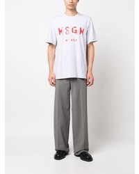 T-shirt à col rond imprimé gris MSGM