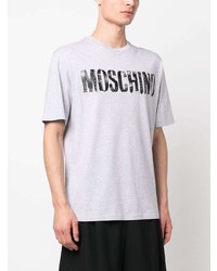 T-shirt à col rond imprimé gris Moschino