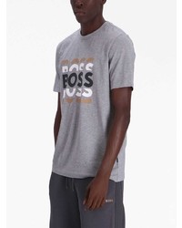 T-shirt à col rond imprimé gris BOSS