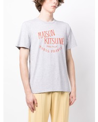 T-shirt à col rond imprimé gris MAISON KITSUNÉ