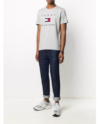 T-shirt à col rond imprimé gris Tommy Hilfiger