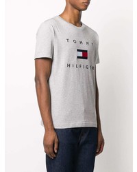 T-shirt à col rond imprimé gris Tommy Hilfiger