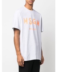 T-shirt à col rond imprimé gris MSGM