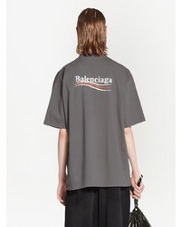 T-shirt à col rond imprimé gris Balenciaga