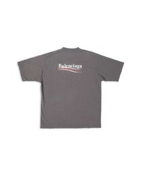 T-shirt à col rond imprimé gris Balenciaga