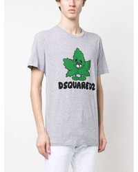 T-shirt à col rond imprimé gris DSQUARED2