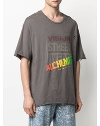 T-shirt à col rond imprimé gris Alchemist