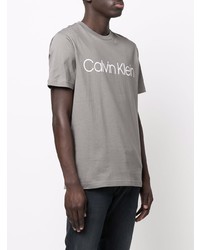 T-shirt à col rond imprimé gris Calvin Klein