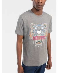 T-shirt à col rond imprimé gris Kenzo