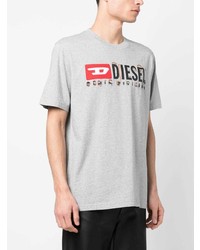 T-shirt à col rond imprimé gris Diesel