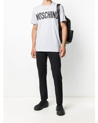 T-shirt à col rond imprimé gris Moschino