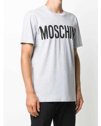 T-shirt à col rond imprimé gris Moschino