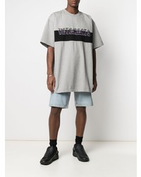 T-shirt à col rond imprimé gris Vetements