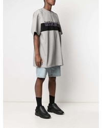 T-shirt à col rond imprimé gris Vetements