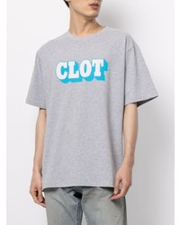 T-shirt à col rond imprimé gris Clot