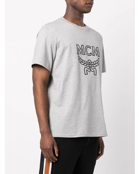 T-shirt à col rond imprimé gris MCM