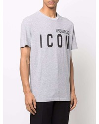 T-shirt à col rond imprimé gris DSQUARED2