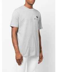 T-shirt à col rond imprimé gris Philipp Plein