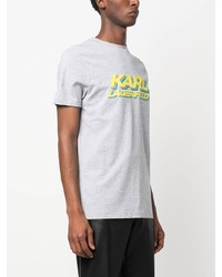 T-shirt à col rond imprimé gris Karl Lagerfeld